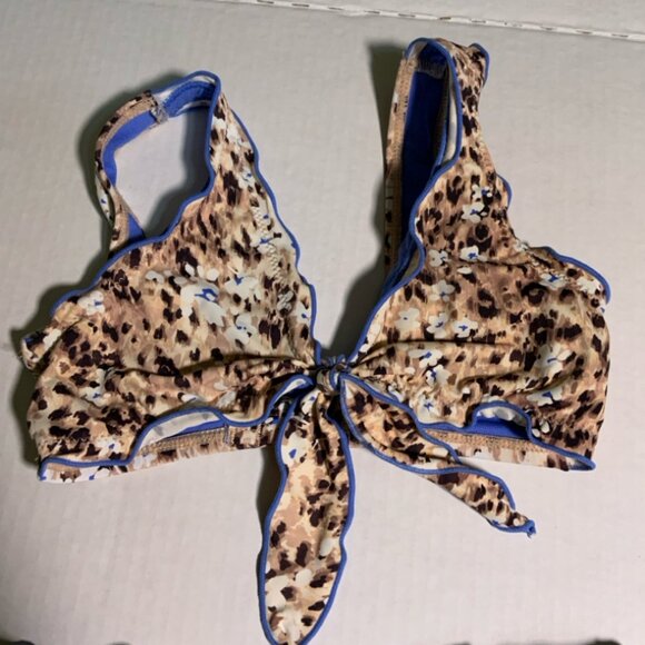 Hobie Girl's Sz 7 2Pc Cheetah Animal Print Ruffle Edges Hipster Swimwear (I) - Picture 4 of 8